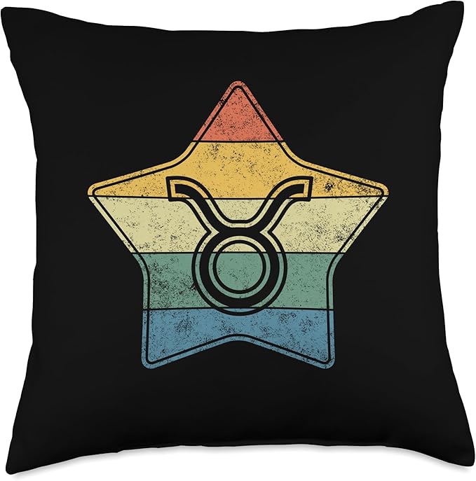 Zodiac Sign Taurus - Symbol without Text as Vintage Star Throw Pillow - Taurus Pillow for men