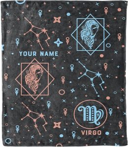 Virgo Blanket, Personalized Zodiac Blanket, Custom Names, Horoscope Design, for Friends and Family, Birthday, House Warming Gift, Super Soft, Silky Smooth Light Weight Warm Bed Blanket - Virgo Blanket for men