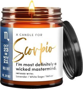 WAX & WIT Scorpio Gifts Women, Scorpio Candle Gifts for Women, Astrology Gift, October November Birthday Gift for Woman, Zodiac Candles - 9oz - Scorpio Products for men