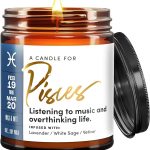 WAX & WIT Pisces Gifts for Women, Zodiac Gifts for Women, Astrology Gift for Woman, Zodiac Candles, Pisces Candle, March February Birthday Gift for Woman, Astrology Candle - 9oz - Pisces for men