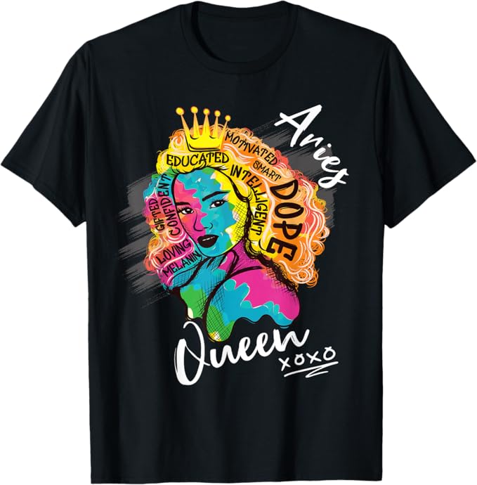Aries Queen Zodiac Sign for Melanin Women T-Shirt - Aries T-Shirt for men