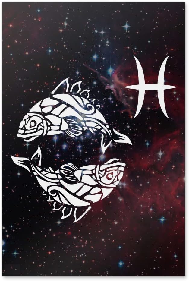 GRAPHICS & MORE Pisces Fish Zodiac Sign Horoscope in Space Wall Art Picture Paper Poster Décor Home Decoration - Pisces Home Decor for men