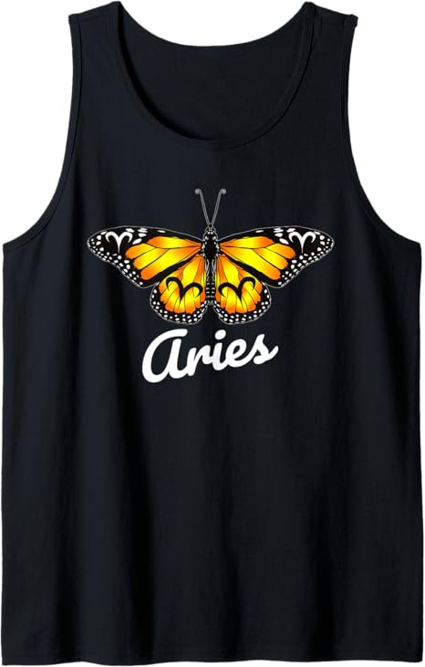 Aries Butterfly Wings with Aries Zodiac Sign for Women Tank Top - Aries T-Shirt for men