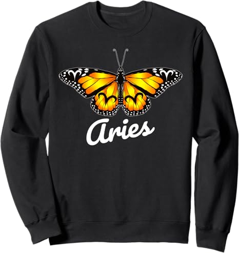 Aries Butterfly Wings with Aries Zodiac Sign for Women Sweatshirt - Aries Sweatshirt for men