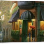 Canvas Lab | Rainy Day Pub by Leo Stans | 32 x 24 in | Canvas Print Wall Art | Food, Architecture, Cities, Figurative, Spirits, Cuisine | Wall Decor for Bedroom, Living Room or Office - Leo Canvas for men