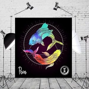 BELECO 6x6ft Fabric Pisces Horoscope Photography Backdrop Zodiac Party Backdrop Decorations Astrology Constellations Signs Zodiac Tarot Birthday Party Banner Home Decor Adults Teens Photo Props - Pisces Home Decor for men