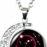 DEQIYIJI Zodiac Necklace Jewelry Birthday Gifts Astrology 12 Constellation Horoscope Sign Galaxy Crescent Half Moon Pendant Necklace - Scorpio Products for men