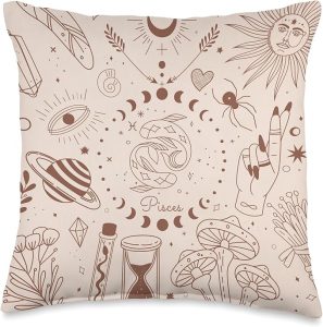 Galaxy Moon Phases Celestial Cute Zodiac Sign Pisces Throw Pillow - Pisces Pillow for men