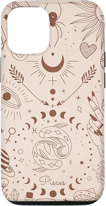 Galaxy Moon Phases Celestial Cute Zodiac Sign Pisces Case for iPhone 12/12 Pro - Pisces for men