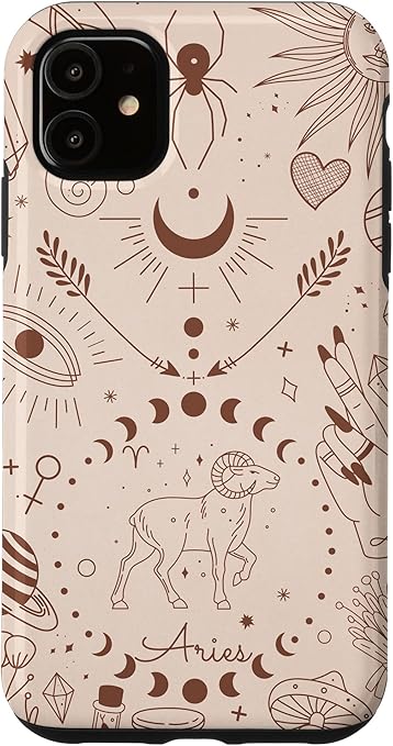 Galaxy Moon Phases Celestial Aesthetic Zodiac Sign Aries Case for iPhone 11 - Aries Phone Case for men