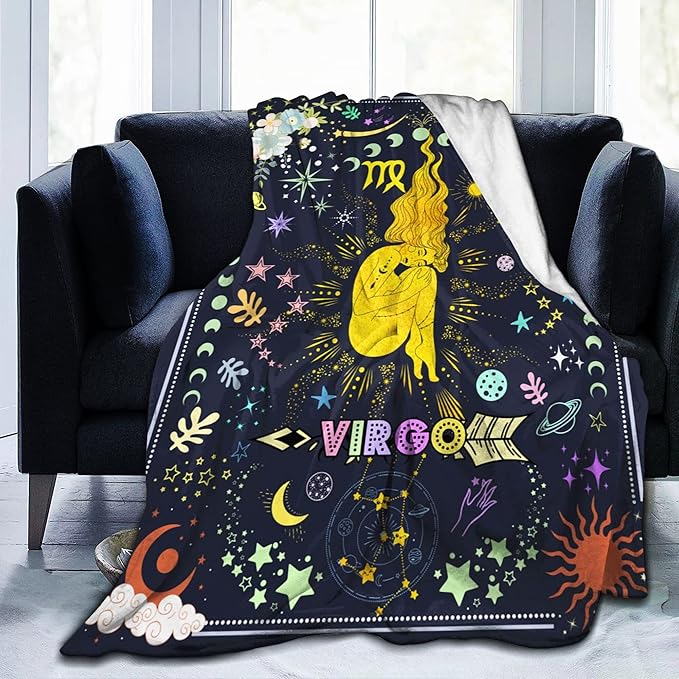 Anime Virgo Throw Blanket Constellation Blankets Soft Horoscope Astrology Flannel Throw Blankets Zodiac Sign 60"X50" - Virgo Blanket for men