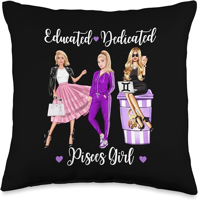 Funny Blonde Pisces Girl Zodiac February March Birthday Throw Pillow - Pisces Pillow for men