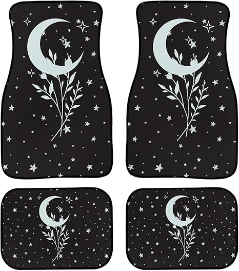 YSTARDREAM Star Moon Carpet Protector Mat Car Accessories for Women Men Front and Rear Car Floor Mats Set of 4 Universal Fit Non-Slip Washable and Easy to Clean - Aries Car Floor Mat for men