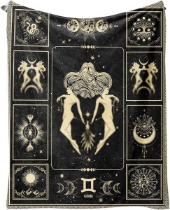 Gemini Gifts Constellation Blanket Astrology Decor Blanket Lightweight Microfiber Gemini Zodiac Sun and Moon Decor Birthday Graduation Meaningful Gifts Gemini Gifts for Women Men 40"X50" - Gemini Blanket for men