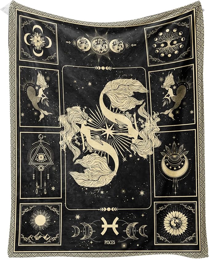 Pisces Constellation Blanket Astrology Sign Throw Blanket, Lightweight Microfiber Blanket Birthday Graduation to Mom Gifts for Women Men 40"X50" - Pisces for men