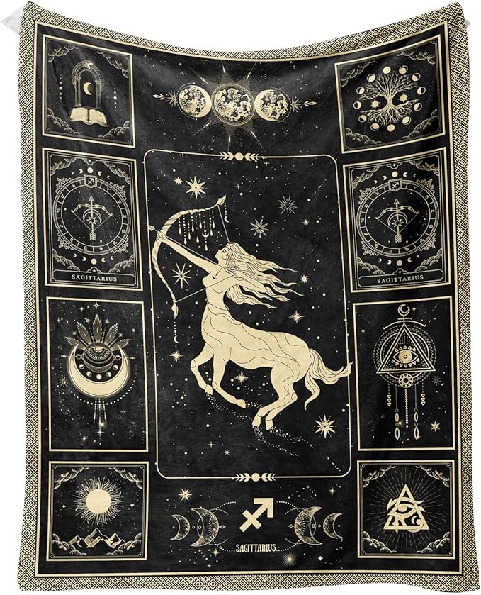 Sagittarius Constellation Blanket Astrology Sign Throw Blanket, Lightweight Microfiber Blanket Birthday Graduation to Mom Gifts for Women Men 40"X50" - Sagittarius Home Decor for men