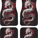 Biyejit Asian Dragon Print Car Floor Mats Front & Rear Full Set with Non Slip Rubber Backing, All Weather Protection Set of 4 - Virgo Car Floor Mat for men