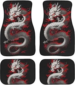 Biyejit Asian Dragon Print Car Floor Mats Front & Rear Full Set with Non Slip Rubber Backing, All Weather Protection Set of 4 - Virgo Car Floor Mat for men