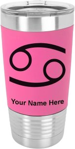 LaserGram 20oz Vacuum Insulated Tumbler Mug, Zodiac Sign Aquarius, Personalized Engraving Included (Silicone Grip, Pink) - Aquarius Mug for men