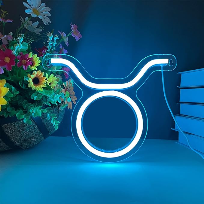 The Zodiac Horoscope Neon Sign, Taurus LED Neon Signs for Wall Decor, Astrology Zodiac Horoscope Neon Lights Beautiful Spiritual, Birthday Party, Home Kids Room Decor Taurus - Taurus Products for men