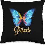 Cute Pisces Butterfly Zodiac Sign of Butterfly Wings Throw Pillow - Pisces Pillow for men