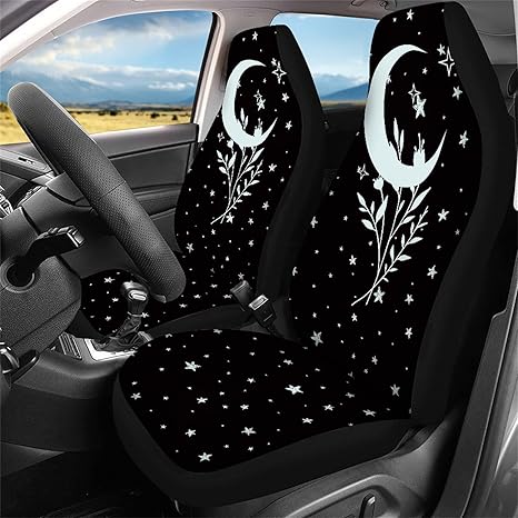 Ystardream Star Moon 2pc Front Seat Covers Stretchy Bucket Seat Cover Universal Automotive Accessories Front Seat Cover Protector Fit for Car Truck SUV Van - Aries Car Seat Cover for men