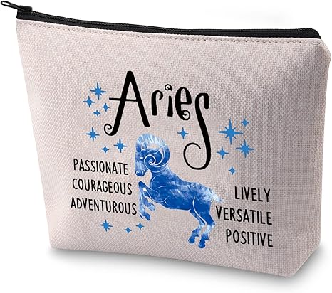 BLUPARK Zodiac Sign Cosmetic Bag Horoscope Makeup Bag 12 Constellation Birthday Gift for Astrology Lover (Aries) - Aries Canvas for men