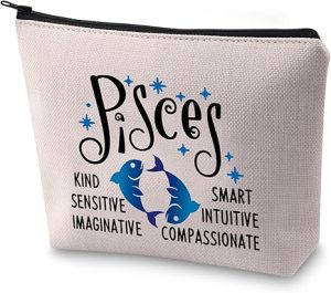 BLUPARK Zodiac Sign Cosmetic Bag Horoscope Makeup Bag 12 Constellation Birthday Gift for Astrology Lover (Pisces) - Pisces for men