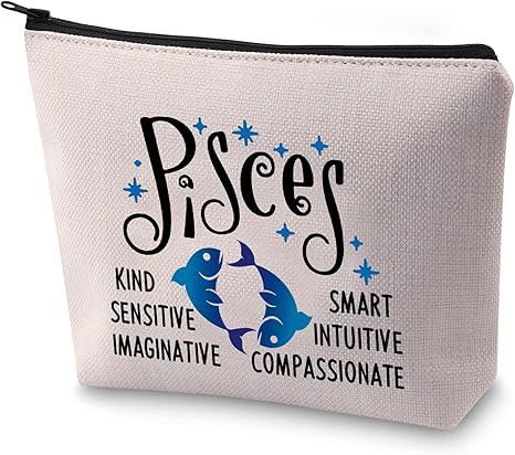 BLUPARK Zodiac Sign Cosmetic Bag Horoscope Makeup Bag 12 Constellation Birthday Gift for Astrology Lover (Pisces) - Pisces for men