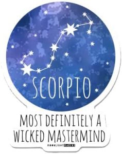 Funny Astrology Zodiac Signs Die Cut Bumper Stickers, Car Art, Bike Vinyl, Weatherproof (Scorpio - Most Definitely a Wicked Mastermind) - Scorpio Sticker for men
