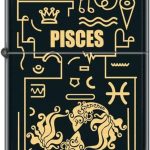 Zippo Lighter- Pisces Zodiac Horoscope Sign Black Matte Windproof Lighter #Z5305 - Pisces for men
