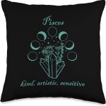 Pisces Astrology Zodiac Sign Horoscope Teal Moon Phase Throw Pillow - Pisces Pillow for men