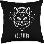 Aquarius Zodiac Sign Spiritual Astrology New Age Throw Pillow - Aquarius Pillow for men
