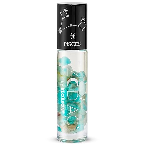 Blossom Lip Gloss Zodiac Sign Vanilla Scented Roll-On Lip Gloss, Moisturizing + Hydrating with Zodiac Crystals, Made in USA, 0.20oz, Pisces - Pisces for men