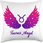Taurus Angel Zodiac Sign with Angel Wings Taurus for Women Throw Pillow - Taurus Pillow for men