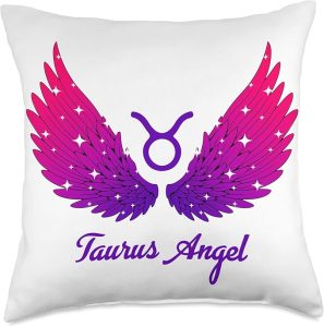 Taurus Angel Zodiac Sign with Angel Wings Taurus for Women Throw Pillow - Taurus Pillow for men