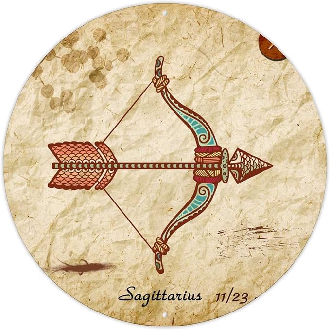Sagittarius Wall Art Decor Metal Sign Zodiac Constellations Retro Street Hanging Sign Astrology Sagittarius Zodiac Hanging Novelty Sign Farmhouse Decor for Kitchen Bedroom Front Porch - Sagittarius Home Decor for men