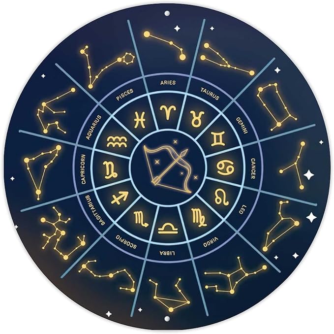 godblessign Sagittarius Wall Art Decor Metal Sign Zodiac Constellations Home Wall Decorative Signs Astrology Sagittarius Zodiac Men Cave Decor Vintage Wall Art for Living Room Bedroom Workshop - Sagittarius Home Decor for men