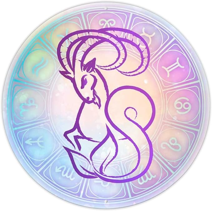 Colorful Rainbow Aries Vintage Metal Sign Wall Art Zodiac Constellations Vintage Metal Sign Poster Astrology Rainbow Aries Zodiac Men Cave Bar Decor Metal Tin Sign for Pub Restaurants Cafe Club - Aries Poster for men