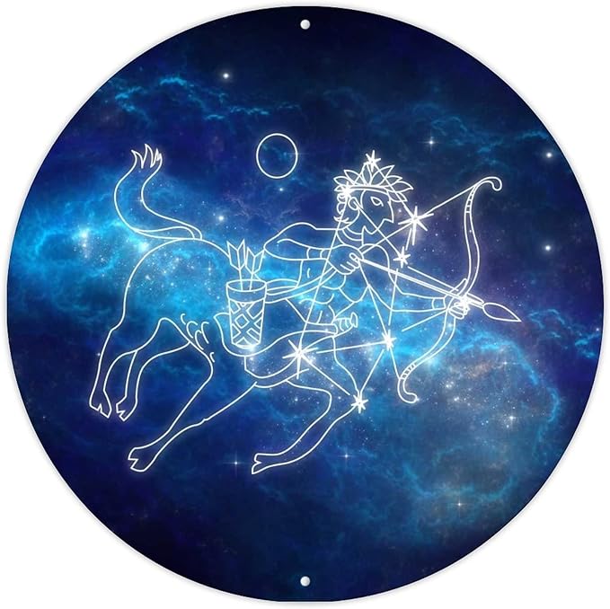 Blue Universe Sagittarius Vintage Aluminum Sign Zodiac Constellations Home Wall Decorative Signs Astrology Sagittarius Zodiac Retro Garage Signs for Men for Pub Restaurants Cafe Club - Sagittarius Home Decor for men