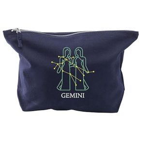 Makeup Bags for Women GEMINI Zodiac Gifts - Star Sign Horoscope Cosmetics Make Up Bag - Birthday Gifts - NAVY-L - Gemini Canvas for men