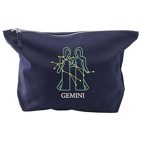 Makeup Bags for Women GEMINI Zodiac Gifts - Star Sign Horoscope Cosmetics Make Up Bag - Birthday Gifts - NAVY-L - Gemini Canvas for men