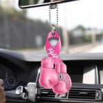 Talataca Breast Cancer Awareness Pink Fight Ribbon Survivor Girl Women 2D Flat Car Rear View Mirror Accessories Christmas Tree Ornament Decoration Hanging Charm Interior Rearview Pendant Decor Gift - Cancer Car Accessories for men