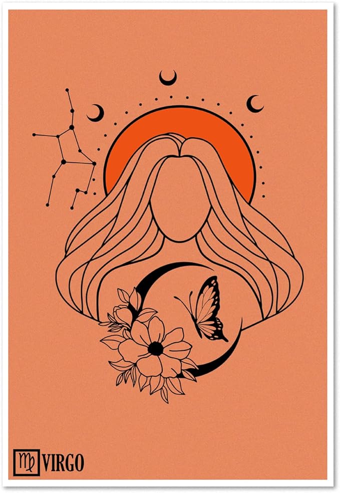 Virgo Zodiac Art Poster | Constellation: Virgo | home decor, poster art, poster print, nursery decor, office decor, modern wall art, zodiac sign (13x19) - Virgo Poster for men