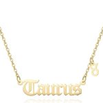 Zodiac Necklace,Zodiac Sign Pendant Necklace for Women,18K Gold Plated - Taurus Products for men