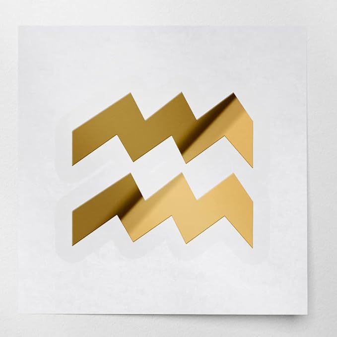 Decal Stickers of Odiac Signs Aquarius Icon Symbol (Metallic Gold) (Set of 2) Premium Waterproof Vinyl Decal Stickers for Laptop Phone Accessory Helmet Car Window Mug Tuber Cup ANDstic017770GO040522 - Aquarius Mug for men