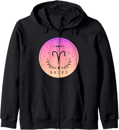 Aries Birthday Present Women Girl Zodiac Sign Aries Zip Hoodie - Aries Hoodie for men