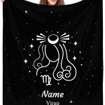 Custom Constellation Virgo Blanket with Name Horoscope Zodiac Blankets, Birthday Souvenir Gifts Personalized Throw Blanket for Dad, Mom, Kids, Pets or Couples Medium 60"x50" for Teens - Virgo Blanket for men