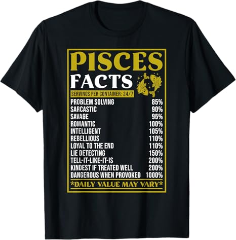 Pisces Zodiac Facts Design - Pisces T-Shirt for men