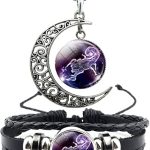 12 Zodiac Constellation Necklace Bracelet Time Gemstone Horoscope Astrology Moon Crescent Necklace for Women Men Birthday Gift Jewelry - Scorpio Products for men